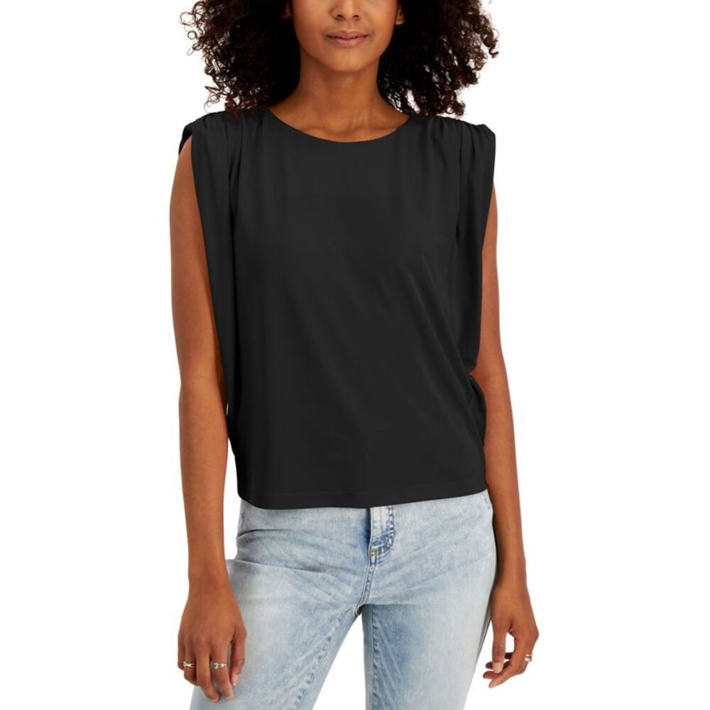 INC International Concepts Womens Ruched Shoulder Sleeveless Top